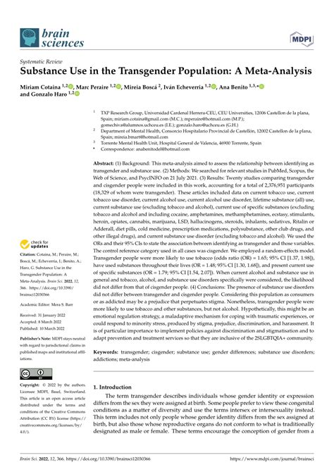 Substance Use in the Transgender Population: A Meta